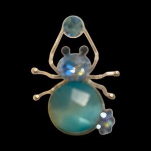 Blue and Silver Spider Brooch